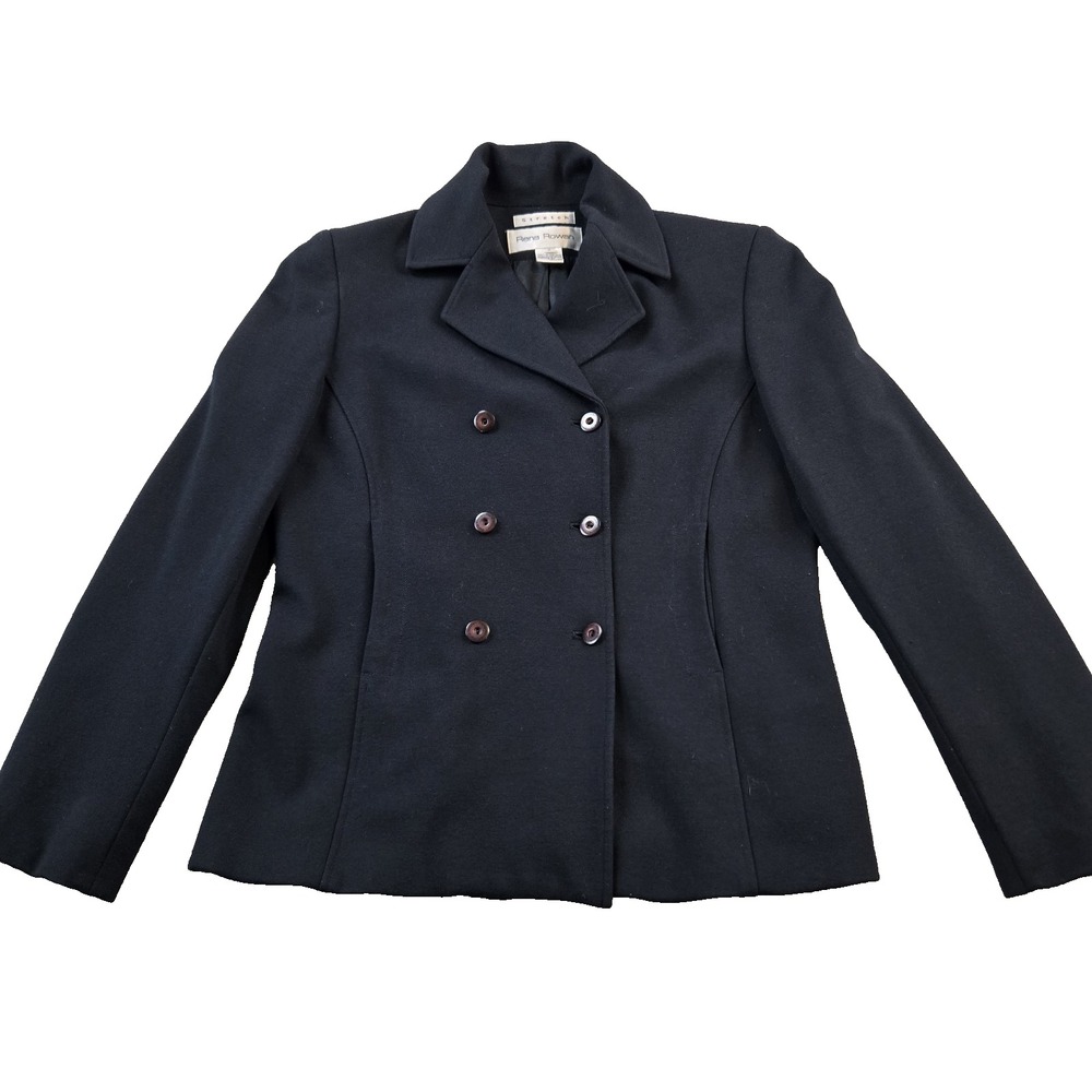 Rena Rowan Stretch Women's Double Breasted Blazer Lined Career Comfort Size 8‎